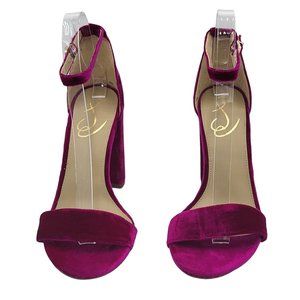 Sam Edelman Block Heels Strappy Sandals Velvet Yaro Raspberry Pink